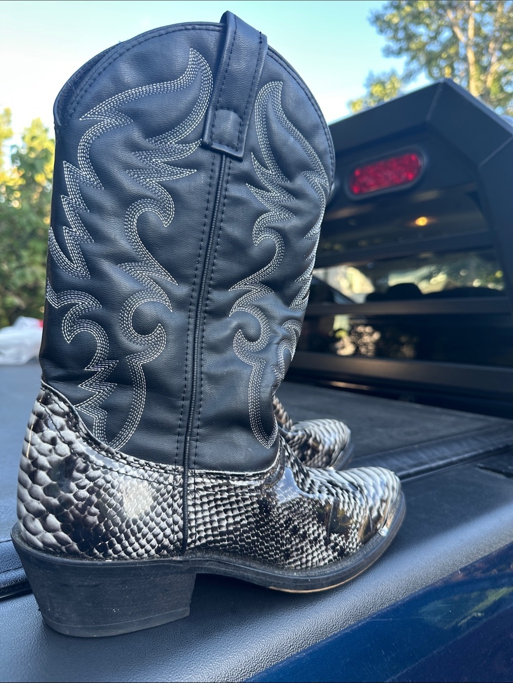 Laredo Black Western Boots with Snakeskin Accent
